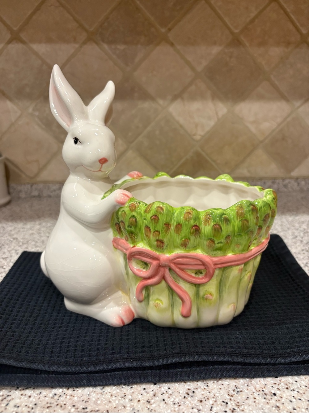 ceramic Easter bunny holding